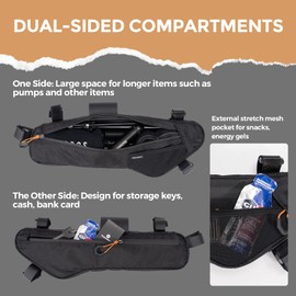 QUNATURE Bike Frame Bag Bike Triangle Bag Bicycle Under Tube Bike Bag,Cable Port & Pump Holder, Fits Hydration Pack for MTB & Road Bike Accessories