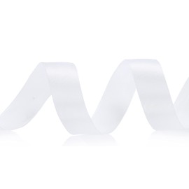 KSRIGHT 7/8 inch Double Faced White Satin Ribbon 50 Yards for Gift Wrapping,Wedding Decoration, Bows Making, Sewing, DIY Crafts