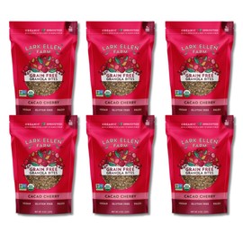 Lark Ellen Farm Cacao Cherry Grain-Free Granola Clusters, Organic Vegan Nut and Seed Mix, Gluten-Free Crunchy Bites for Snack, Breakfast, or Yogurt, 8 oz, 6 pack