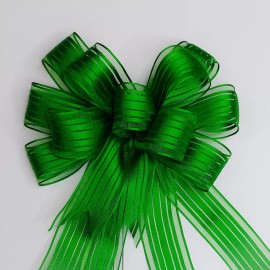 Handmade Emerald Green Satin Stripe Bow