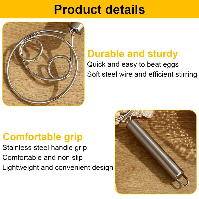 Teegxddy 2 x dough whisk, stainless steel baking tool, whisk,