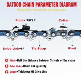 Replacement 16" chain for BAUER 20112E-B Replacement chainsaw 14.5 Amp 16 in. For Harborfreight 57622 Replacement chain for Bauer Corded 16” chainsaw