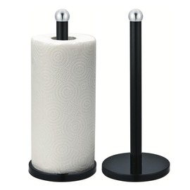 Royal Cuisine Freestanding Black Metal Tissue Roll Paper Towel Pole Holder Rack