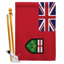 Americana Home & Garden HS140940-BO Ontario World Canada Provinces Decorative Vertical, House Flag Set 28"x 40" w/Flagpole, Multi-Color