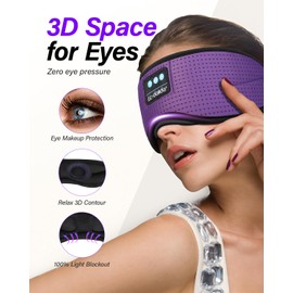 LC-dolida Sleep Headphones, White Noise Bluetooth Sleep Mask 3D Breathable Wireless Eye Mask for Timing, Sleep Mask with Bluetooth Headphones for Side Sleepers Travel Yoga, Cool Gadgets for Women Men