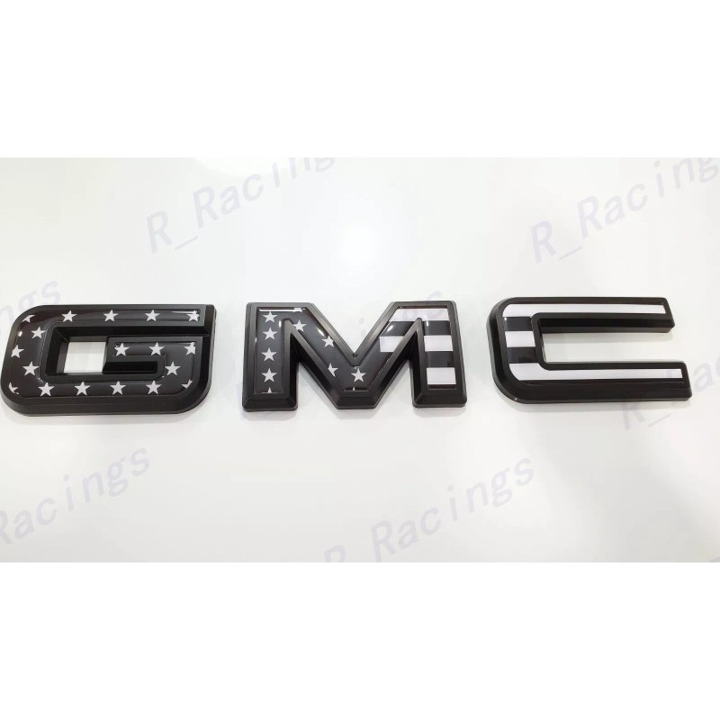 Auto Front Rear Black USA Flag Emblem Overlay 2019-2025 GMC