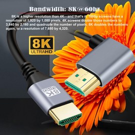chenyang Cable HDMI 2.1 HDMI tipo A macho a macho 8K 4K HDTV 90 grados en ángulo izquierdo 1.0 m