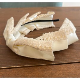 Lolita Lace Women's Headband Frill Hair Band Gothic Lolita Ribbon Bowknot Cosplay Hair Ornament Hair Accessory Cute Maid Cafe Fashionable [J's Select] (white)