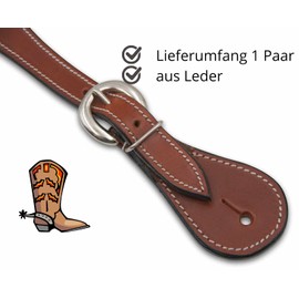 EKKIA Western Spur Straps Leather Western Spur Straps with Decoration