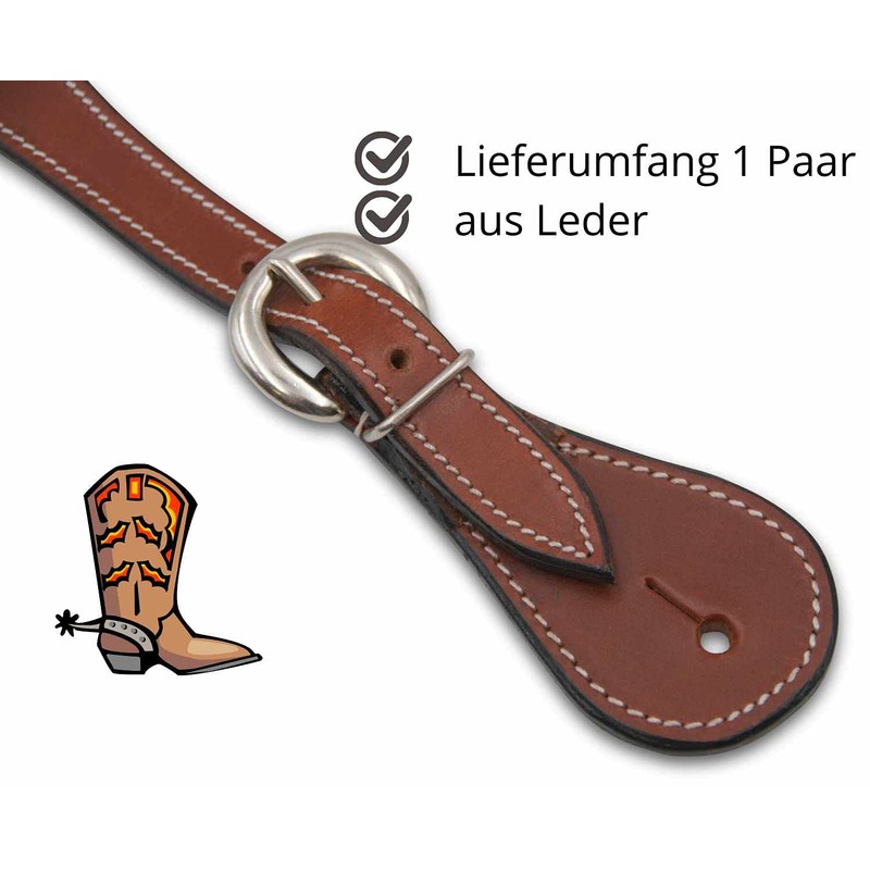 EKKIA Western Spur Straps Leather Western Spur Straps with Decoration