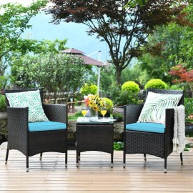 Ergonomic 3-Piece Wicker Patio Conversation Set Comfortable Outdoor FurnitureColor: Beige Color