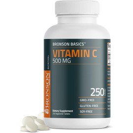 Bronson Vitamin C 500 MG Supports a Healthy Immune System & Antioxidant Protection, Non-GMO, 250 Vegetarian Tablets