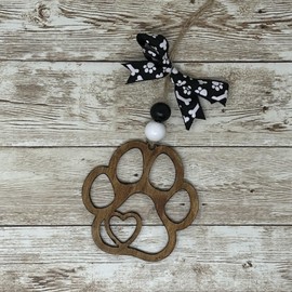 Dog Ornament | Handcrafted Wooden Dog Gift Keepsake | Rainbow Bridge Memorial Carved Design