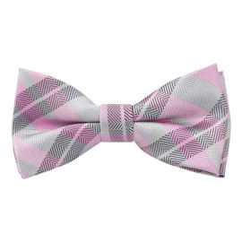 Alizeal Boys Stripe Fun Novelty Pre-tied Kids Bow Tie, Pink+Gray