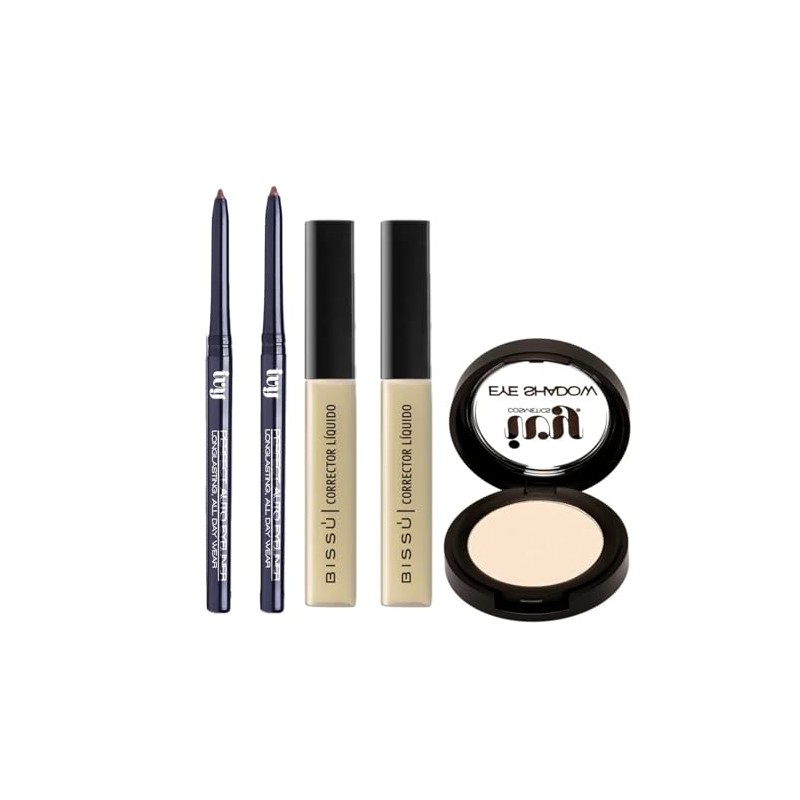 Kit Maquillaje, 2 Corrector Liquido Bissu, Delineadores Ojos Retractilala cafe