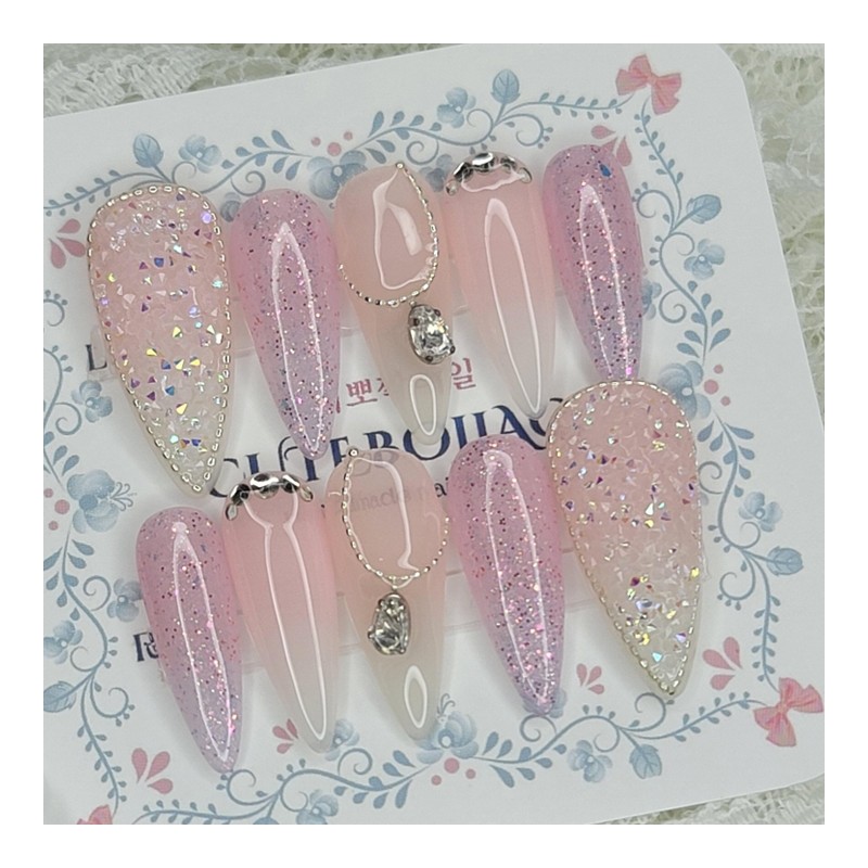 Lavender Pixie Handmade Nail Tips - Lipstick / 라벤더 픽시