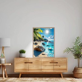 AIRDEA Landscape Diamond Art Painting Kits for Adults, Diamond Dots Kits for Beginner, Sunshine on The Beach Peinture Diamant Kits 30x40 cm