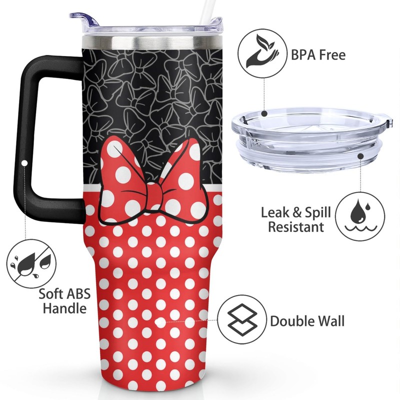 Sunmdecor 40 Oz Tumbler with Handle and Silicone Straws,Coffee Insulated