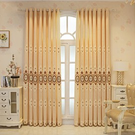 ELKCA Jacquard Embroidered Curtains for Bedroom Luxury Beige Curtains for Living Room,Grommet Top,2 Panels (Beige, 52" W x 96" L)