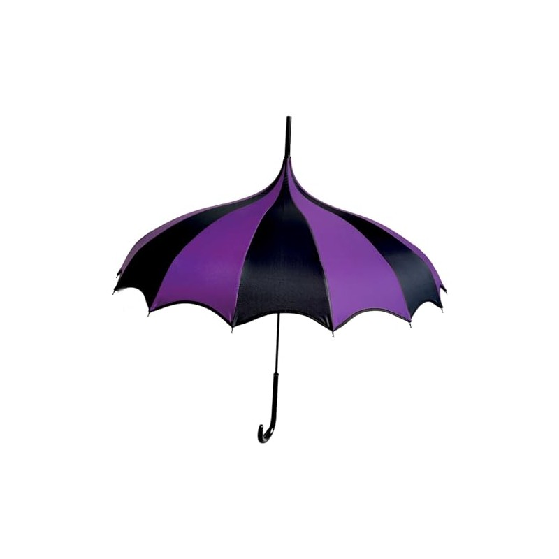 Gothic Rebel Dark Wing Striped Pagoda Umbrella (Black And Purple)