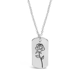 Sterling Forever - Rhodium Plated Birth Month Flower Necklace (June/Rose)