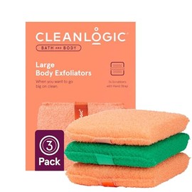 Cleanlogic Bath and Body Large Exfoliating Body Scrubber, Assorted Colors, 3 Count