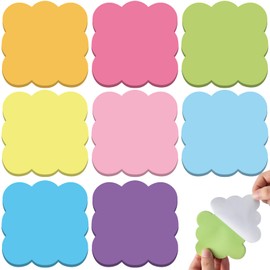 Eaasty 8 Pack Scalloped Sticky Notes Bulk 3" x 3" Rainbow Color Cute Self Sticky Note Pads Pastel Note Pads or School Office Supplies 240 Sheet 8 Colors