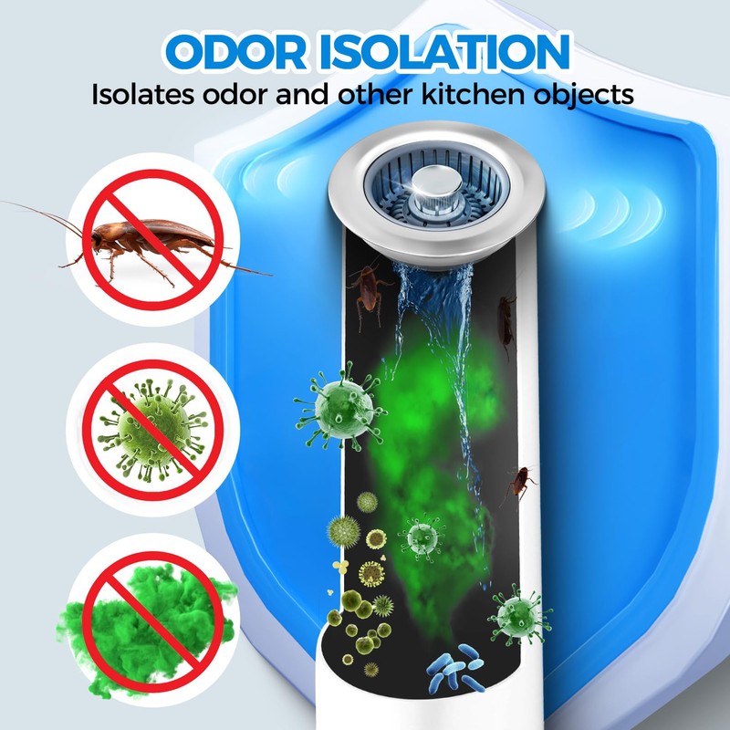 Upgraded 2Pack 3in1 Kitchen Sink Drain Strainer & Sink Stopper,