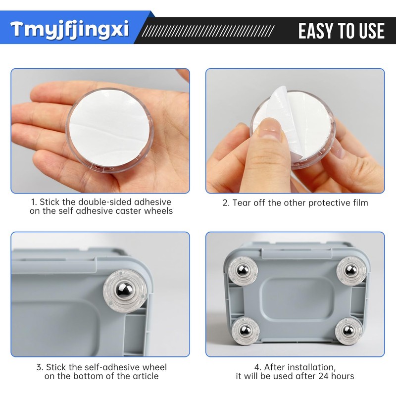 Tmyjfjingxi 16 Pack Clear Small Self Adhesive Appliance Caster Wheels