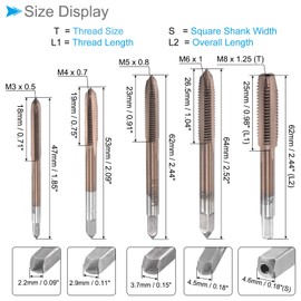 CoCud Metric Manual Tap Set M3 M4 M5 M6 M8 Thread Copper Coated Thread Tap Tool - (Applications for Thread Repair) Set of 5