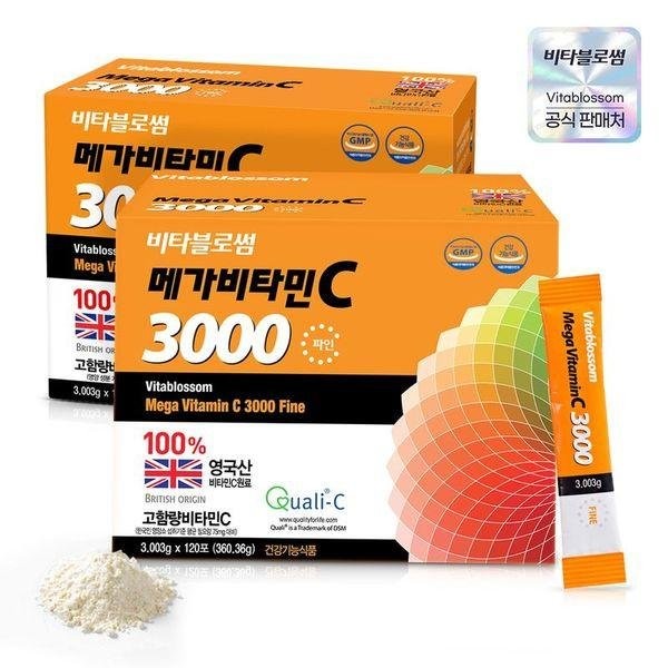 [Chodang Pharmaceutical] Vita Blossom Mega Vitamin C 3000 Fine 120 sachets x 2 [32928985], single option / [초당약품] 비타블로썸 메가비타민C 3000 파인 120포 X 2개[32928985], 단일옵션