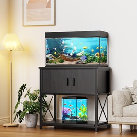 E.P. Light 20-29 Gallon Aquarium Stand with Storage Cabinet, Fish Tank Stand with X-Frame, Thickened Top for 20-29 Gallon Tanks & 5-10 Gallon Tanks, Black, 330LBS Capacity