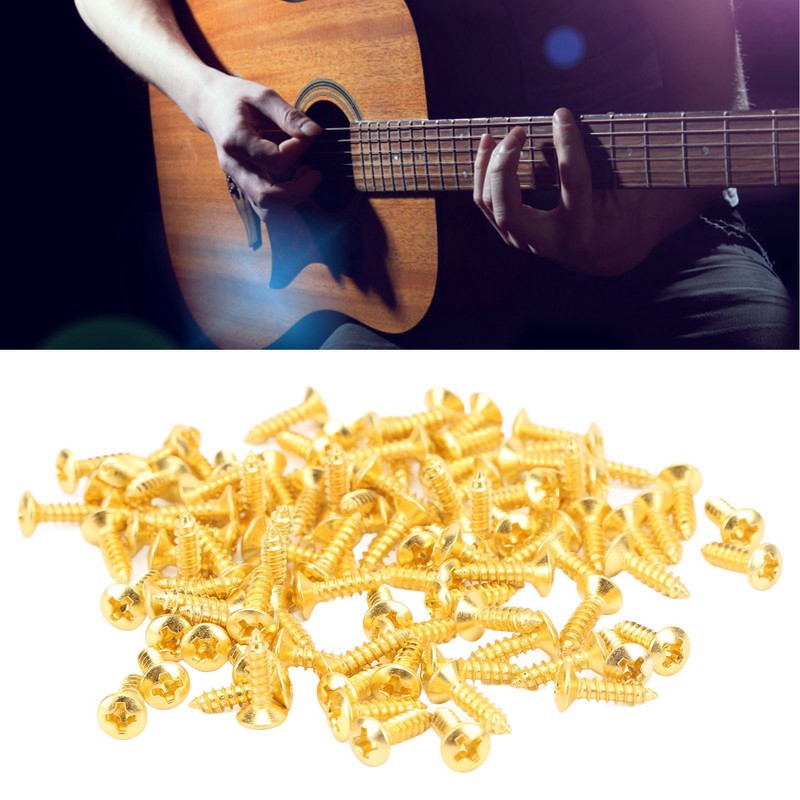 100PCS Guitar Pickguard Screws Metal Guard Plate Mounting Screw Electric