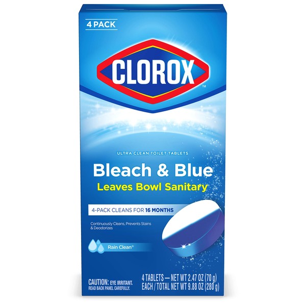 Clorox Ultra Clean Toilet Tablets Bleach & Blue, Rain Clean