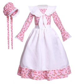 Mikan Tsumiki Colonial Costume Girls Pioneer Dress Prairie Dresses Girl Floral Pilgrim Outfit with Sailor Collar