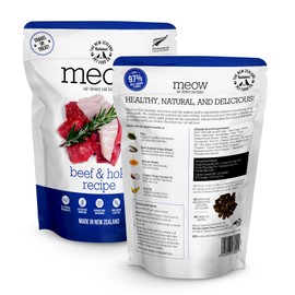 The New Zealand Natural Pet Food Co. Meow Air Dried Cat Food - Beef & Hoki Recipe, High Protein Dry Cat Food Use as a Complete Diet, Topper, Mixer, or as Cat Training Treats, All Life Stages, 3.5 oz