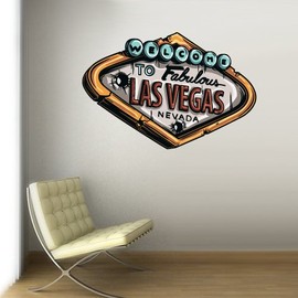 STICKERSFORLIFE Full Color Wall Decal Mural Sticker Decor Art Las Vegas Nevada Casino Sign Like Water Paintings (Col768)