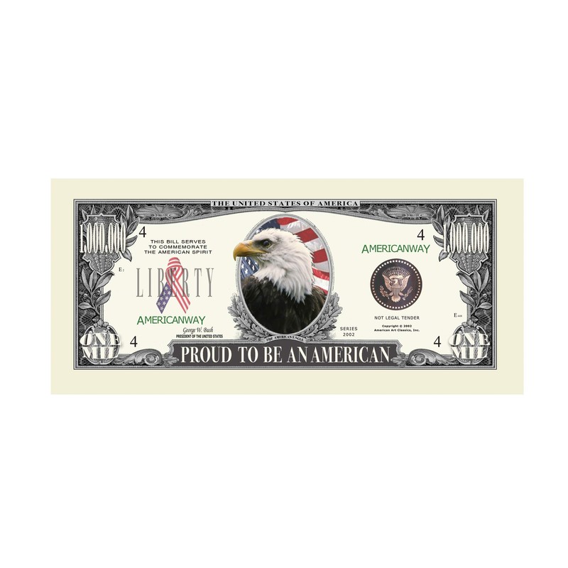 American Eagle "Pride" Million Dollar Bill With Bill Protector -