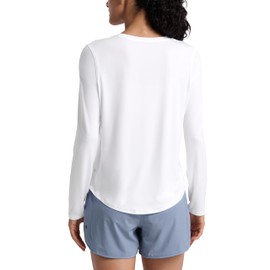 CRZ YOGA Lightweight Workout Long Sleeve Shirts for Women - Gym Running Fall Athletic Training T-Shirts High Neck Tops White Large