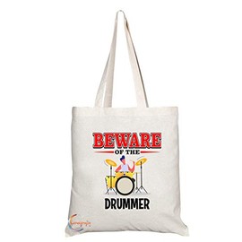 Coralgraph Inc TB884 Beware of the Drummer Novelty Present Gift Printed Eco-Friendly Stylish Long Handled Tote Shoulder Bag