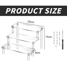 Acrylic Display Stand, Transparent Acrylic Display Riser Stand, 3-Stage Display for Cupcake, Dessert, Cosmetics, Figures, Skin Care Products, Jewellery