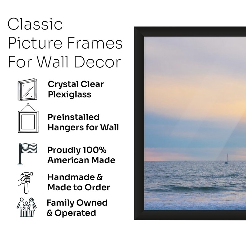 US Art 7x32 Black Picture Frame .75" Inch Wide -