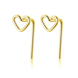 Tiny Heart Half Huggie Hoop Earrings S925 Sterling Silver Minimalist Small Hook Stud Earring Statement Jewelry Cute Gifts Hypoallergenic for Women Girls (Gold)