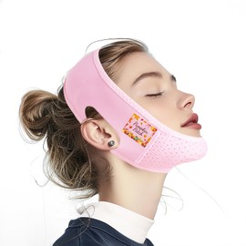 Yuibthr Chin Strap for Sleeping, V Line Lifting Mask, Reusable Face Strap, Jaw Exerciser (Fall Rustic Pumpkins-Pink-N)