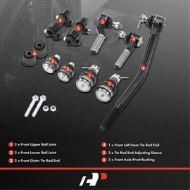 A-Premium Set of 11, Upper Lower Ball Joint, Inner Outer Tie Rod End, Compatible with Ford E-250 (Econoline), E-350 Club Wagon, E-350 Econoline (Club Wagon), E-350 Super Duty, Econoline Super Duty