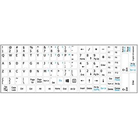 4Keyboard English US Non-Transparent Keyboard Decals with Additional Keys White Background