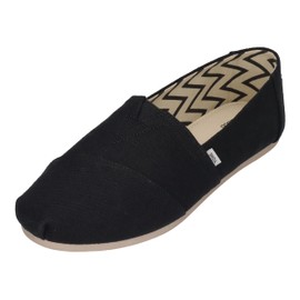 TOMS Women's Classic Alpargata with Heritage Canvas Loafer, Black/White, 9 Wide