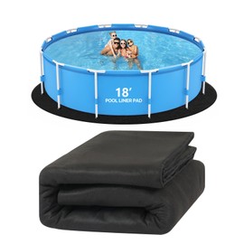 VINGLI 18 FT Round Pool Liner Pad for Above Ground Swimming Pools, Extra Thick Swimming Pool Liner, Prevent Punctures, Weed Barrier, Black