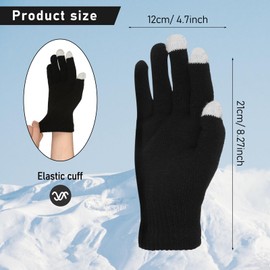 WLLHYF 2 Pairs Winter Gloves Warm Finger Touch Screen Gloves Work Thermal Gloves Windproof Stretchy Knit Mittens Solid Sports Gloves for Cold weather Women Men