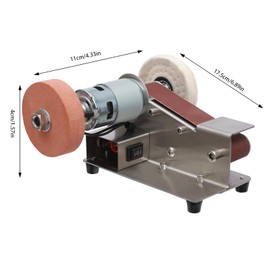 7 Gears Speed Mini Belt Sander 150W Electric Bench Grinder Sanding Machine with Abrasive Belts, Sanding Disc and Cloth Wheel, Power Belt Sander for Metal Wood DIY Handcraft